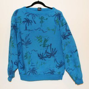 Vtg 80s Island Themed Crewneck Sweatshirt Oversize